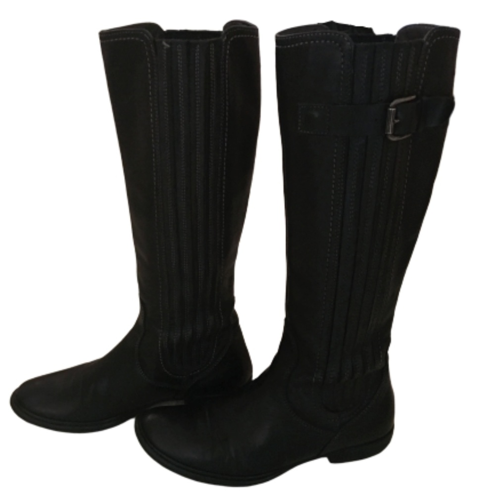 Tall Black Italian Leather Riding Boots Aqua Brand - Picture 2 of 6